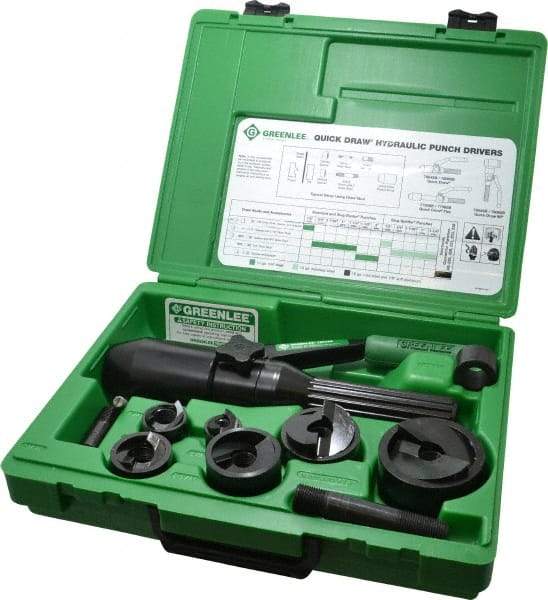 Greenlee - 11 Piece, 61.5mm Punch Hole Diam, Hydraulic Punch Driver Kit - Round Punch, 10 Gage Mild Steel - Top Tool & Supply