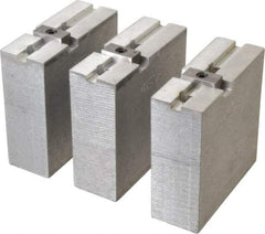 Abbott Workholding Products - 8" & Up Chuck Capacity, Tongue & Groove Attachment, Square Soft Lathe Chuck Jaw - 3 Jaws, Aluminum, 1-3/4" Btw Mount Hole Ctrs, 4" Long x 1-1/2" Wide x 4" High, 5/16" Groove, 3/8" Fastener - Top Tool & Supply