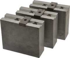 Abbott Workholding Products - 10" & Up Chuck Capacity, Tongue & Groove Attachment, Square Soft Lathe Chuck Jaw - 3 Jaws, Aluminum, 2-1/8" Btw Mount Hole Ctrs, 4-1/2" Long x 1-1/2" Wide x 4" High, 1/2" Groove, 1/2" Fastener - Top Tool & Supply