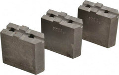 Abbott Workholding Products - 6" & Up Chuck Capacity, Tongue & Groove Attachment, Square Soft Lathe Chuck Jaw - 3 Jaws, Steel, 1-1/2" Btw Mount Hole Ctrs, 3" Long x 1-1/4" Wide x 3" High, 5/16" Groove, 3/8" Fastener - Top Tool & Supply