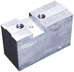 Abbott Workholding Products - 15 to 24" Chuck Capacity, Tongue & Groove Attachment, Square Soft Lathe Chuck Jaw - 3 Jaws, Aluminum, 3" Btw Mount Hole Ctrs, 8-1/4" Long x 3" Wide x 4" High, 7/8" & 7/8" Fastener - Top Tool & Supply