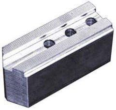 Abbott Workholding Products - 16" & Up Chuck Capacity, 3/32" x 90° Serrated Attachment, Square Soft Lathe Chuck Jaw - 3 Jaws, Steel, 1-1/2" Btw Mount Hole Ctrs, 6-1/2" Long x 2-1/2" Wide x 3" High, 1.004" Groove, 0.7874" & 20mm Fastener - Top Tool & Supply