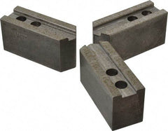 Abbott Workholding Products - 8" & Up Chuck Capacity, 1/16" x 90 Serrated Attachment, Square Soft Lathe Chuck Jaw - 3 Jaws, Steel, 29/32" Btw Mount Hole Ctrs, 4" Long x 1-1/2" Wide x 2" High, 0.669" Groove, 0.4724" & 12mm Fastener - Top Tool & Supply