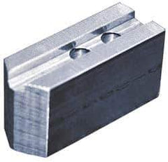 Abbott Workholding Products - 5" & Up Chuck Capacity, 1.5mm x 60° Serrated Attachment, Square Soft Lathe Chuck Jaw - 3 Jaws, Aluminum, 3/4" Btw Mount Hole Ctrs, 2-1/2" Long x 1" Wide x 1-1/2" High, 0.3937" Groove, 0.315" & 8mm Fastener - Top Tool & Supply