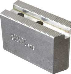 Abbott Workholding Products - 6" & Up Chuck Capacity, 1.5mm x 60° Serrated Attachment, Square Soft Lathe Chuck Jaw - 3 Jaws, Aluminum, 63/64" Btw Mount Hole Ctrs, 3" Long x 1-1/4" Wide x 2" High, 0.4331" Groove, 0.315" & 8mm Fastener - Top Tool & Supply