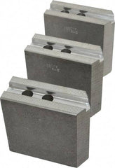 Abbott Workholding Products - 8" & Up Chuck Capacity, 1.5mm x 60° Serrated Attachment, Square Soft Lathe Chuck Jaw - 3 Jaws, Aluminum, 63/64" Btw Mount Hole Ctrs, 4" Long x 1-1/2" Wide x 4" High, 0.5512" Groove, 0.4724" & 12mm Fastener - Top Tool & Supply