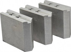 Abbott Workholding Products - 10" & Up Chuck Capacity, 1.5mm x 60° Serrated Attachment, Square Soft Lathe Chuck Jaw - 3 Jaws, Aluminum, 1.1811" Btw Mount Hole Ctrs, 4-1/2" Long x 1-1/2" Wide x 4" High, 0.6299" Groove, 0.4724" & 12mm Fastener - Top Tool & Supply