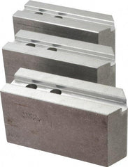 Abbott Workholding Products - 10" & Up Chuck Capacity, 1.5mm x 60° Serrated Attachment, Square Soft Lathe Chuck Jaw - 3 Jaws, Aluminum, 1.1811" Btw Mount Hole Ctrs, 5-1/2" Long x 2" Wide x 3" High, 0.6299" Groove, 0.4724" & 12mm Fastener - Top Tool & Supply