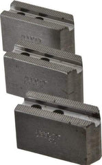 Abbott Workholding Products - 5" & Up Chuck Capacity, 1.5mm x 60° Serrated Attachment, Square Soft Lathe Chuck Jaw - 3 Jaws, Steel, 0.7087" Btw Mount Hole Ctrs, 2-1/2" Long x 1" Wide x 1-1/2" High, 0.3937" Groove, 0.315" & 8mm Fastener - Top Tool & Supply