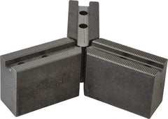 Abbott Workholding Products - 6" & Up Chuck Capacity, 1.5mm x 60° Serrated Attachment, Square Soft Lathe Chuck Jaw - 3 Jaws, Steel, 63/64" Btw Mount Hole Ctrs, 3" Long x 1-1/4" Wide x 2" High, 0.4331" Groove, 0.315" & 8mm Fastener - Top Tool & Supply