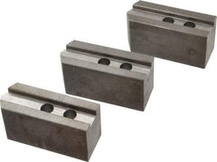 Abbott Workholding Products - 8" & Up Chuck Capacity, 1.5mm x 60° Serrated Attachment, Square Soft Lathe Chuck Jaw - 3 Jaws, Steel, 63/64" Btw Mount Hole Ctrs, 4" Long x 1-1/2" Wide x 2" High, 0.6299" Groove, 0.4724" & 12mm Fastener - Top Tool & Supply