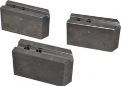 Abbott Workholding Products - 10" & Up Chuck Capacity, 1.5mm x 60° Serrated Attachment, Square Soft Lathe Chuck Jaw - 3 Jaws, Steel, 1.1811" Btw Mount Hole Ctrs, 5-1/2" Long x 2" Wide x 3" High, 0.6299" Groove, 0.4724" & 12mm Fastener - Top Tool & Supply