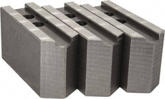 Abbott Workholding Products - 12" & Up Chuck Capacity, 1.5mm x 60° Serrated Attachment, Square Soft Lathe Chuck Jaw - 3 Jaws, Steel, 1.1811" Btw Mount Hole Ctrs, 5-1/2" Long x 2" Wide x 3" High, 0.8268" Groove, 0.6299" & 16mm Fastener - Top Tool & Supply