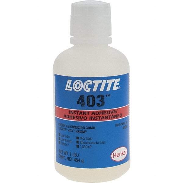 Loctite - 1 Lb Bottle Clear Instant Adhesive - Series 403, 24 hr Full Cure Time - Top Tool & Supply