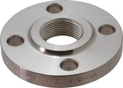 Merit Brass - 1-1/4" Pipe, 4-5/8" OD, Stainless Steel, Threaded Pipe Flange - 3-1/2" Across Bolt Hole Centers, 5/8" Bolt Hole, 150 psi, Grades 304 & 304L - Top Tool & Supply