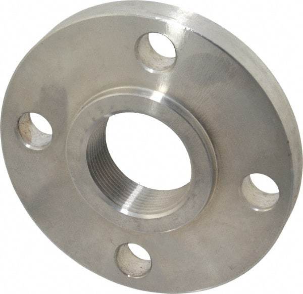 Value Collection - 1-1/2" Pipe, 5" OD, Stainless Steel, Threaded Pipe Flange - 3-7/8" Across Bolt Hole Centers, 5/8" Bolt Hole, 150 psi, Grades 304 & 304L - Top Tool & Supply