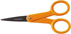 Fiskars - 1-13/16" LOC, 4-15/16" OAL Coated Stainless Steel Non Stick Scissors - Ambidextrous, Plastic Straight Handle, For General Purpose Use - Top Tool & Supply