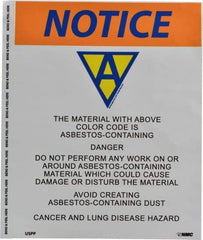 NMC - 8" Long x 10" Wide, Pressure-Sensitive Vinyl Safety Sign - Rectangle, 0.004" Thick, Use for Hazardous Materials - Top Tool & Supply