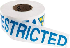 NMC - 1,000' Long x 3" Wide Roll, Vinyl, White, Blue & Yellow Barricade Tape - Message: Restricted Area - Top Tool & Supply