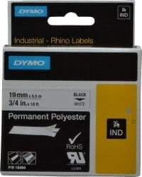 Rhino - 216" Long, White Permanent Polyester Tape Permanent Polyester Tape - For DYMO Brand Labeling Equipment Designed for "D1" Tapes (Check Width Compatibility) - Top Tool & Supply