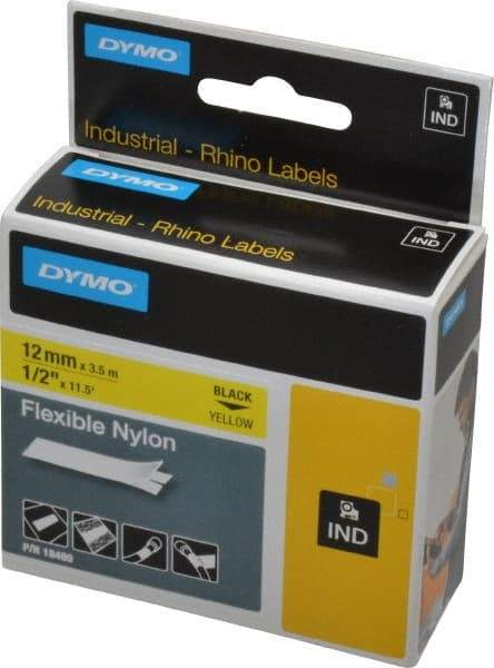 Rhino - 138" Long, Yellow Nylon Flexible Tape - For DYMO Brand Labeling Equipment Designed for "D1" Tapes (Check Width Compatibility) - Top Tool & Supply