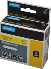 Rhino - 138" Long, Yellow Nylon Flexible Tape - For DYMO Brand Labeling Equipment Designed for "D1" Tapes (Check Width Compatibility) - Top Tool & Supply