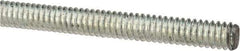 Made in USA - 1/4-20 UNC (Coarse), 2' Long, Low Carbon Steel Threaded Rod - Zinc-Plated Finish, Right Hand Thread - Top Tool & Supply