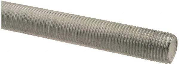 Made in USA - 1/2-20 UNF (Fine), 2' Long, Low Carbon Steel Threaded Rod - Zinc-Plated Finish, Right Hand Thread - Top Tool & Supply