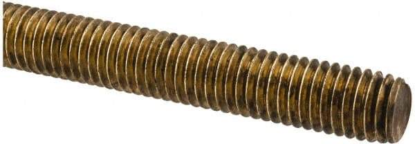 Made in USA - 1/2-13 UNC (Coarse), 2' Long, Brass Threaded Rod - Right Hand Thread - Top Tool & Supply