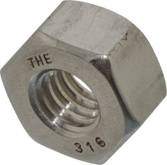 Value Collection - 3/8-16 UNC Stainless Steel Right Hand Heavy Hex Nut - 11/16" Across Flats, 23/64" High, Uncoated - Top Tool & Supply