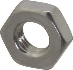 Value Collection - 1/4-28 UNF Stainless Steel Right Hand Hex Jam Nut - 7/16" Across Flats, 5/32" High, Uncoated - Top Tool & Supply