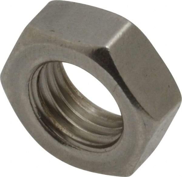 Value Collection - 3/8-24 UNF Stainless Steel Right Hand Hex Jam Nut - 9/16" Across Flats, 7/32" High, Uncoated - Top Tool & Supply