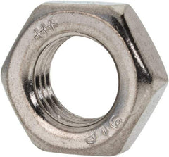 Value Collection - 7/16-20 UNF Stainless Steel Right Hand Hex Jam Nut - 11/16" Across Flats, 1/4" High, Uncoated - Top Tool & Supply