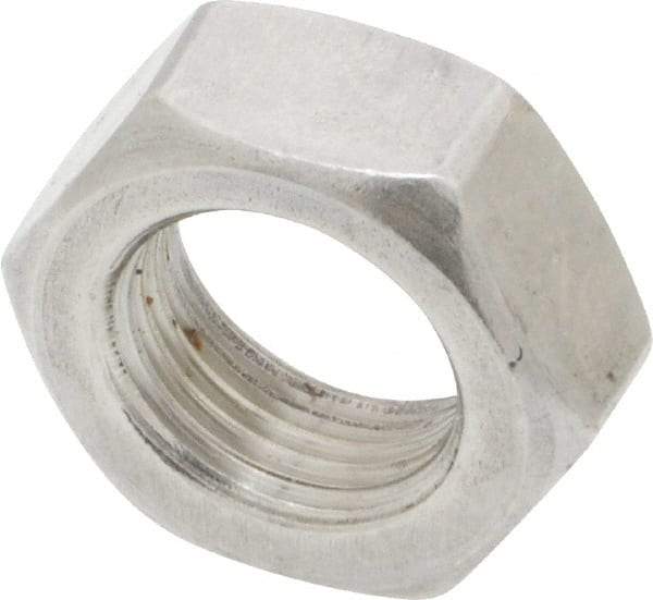 Value Collection - 5/8-18 UNF Stainless Steel Right Hand Hex Jam Nut - 15/16" Across Flats, 3/8" High, Uncoated - Top Tool & Supply