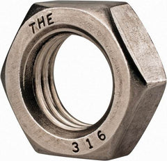 Value Collection - 7/8-9 UNC Stainless Steel Right Hand Hex Jam Nut - 1-5/16" Across Flats, 31/64" High, Uncoated - Top Tool & Supply