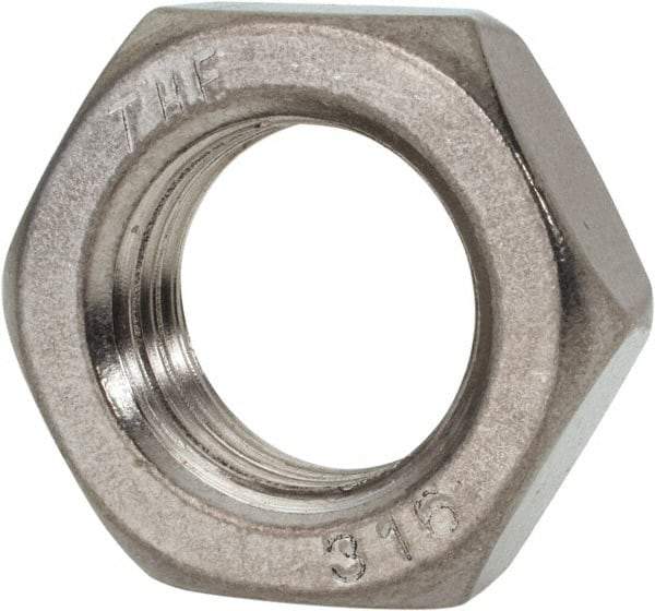 Value Collection - 1-8 UNC Stainless Steel Right Hand Hex Jam Nut - 1-1/2" Across Flats, 35/64" High, Uncoated - Top Tool & Supply