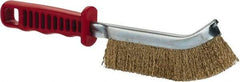 JAZ USA - Brass Coated Steel Crimped Wire Scratch Brush - 5" Brush Length x 5" Brush Width, 10" OAL, 1-1/8" Trim Length, Plastic Handle - Top Tool & Supply