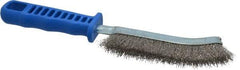 JAZ USA - Stainless Steel Crimped Wire Scratch Brush - 5" Brush Length x 5" Brush Width, 10" OAL, 1-1/8" Trim Length, Plastic Handle - Top Tool & Supply