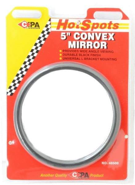 Value Collection - Automotive Full Size Convex Round Mirror with L Bracket - Black, 5" Mirror Diam - Top Tool & Supply