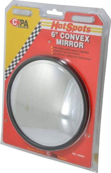 Value Collection - Automotive Full Size Convex Round Mirror with L Bracket - Black, 6" Mirror Diam - Top Tool & Supply