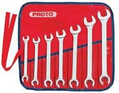 Proto - 7 Piece, 3/8" to 3/4", 12 Point Flare Nut Wrench Set - Inch Measurement Standard, Satin Finish, Comes in Pouch - Top Tool & Supply