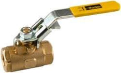 Parker - 1/4" Pipe, Brass Full Port Ball Valve - 2 Piece, NPT Ends, Lever Handle, 600 WOG, 150 WSP - Top Tool & Supply