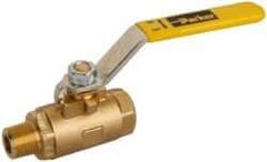 Parker - 3/8" Pipe, Brass Standard Ball Valve - 2 Piece, Inline - One Way Flow, MNPT x FNPT Ends, Lever Handle, 600 WOG, 150 WSP - Top Tool & Supply