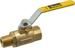 Parker - 1/2" Pipe, Brass Standard Ball Valve - 2 Piece, Inline - One Way Flow, MNPT x FNPT Ends, Lever Handle, 600 WOG, 150 WSP - Top Tool & Supply