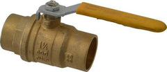 Parker - 1-1/4" Pipe, Brass Standard Ball Valve - 2 Piece, Inline - One Way Flow, Soldered x Soldered Ends, Lever Handle, 600 WOG, 150 WSP - Top Tool & Supply