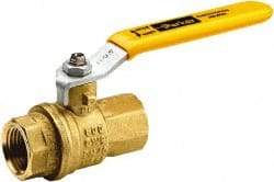 Parker - 1" Pipe, Brass Standard Ball Valve - 2 Piece, Inline - One Way Flow, FNPT x FNPT Ends, Lever Handle, 600 WOG, 150 WSP - Top Tool & Supply