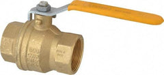 Parker - 1-1/2" Pipe, Brass Standard Ball Valve - 2 Piece, Inline - One Way Flow, FNPT x FNPT Ends, Lever Handle, 600 WOG, 150 WSP - Top Tool & Supply