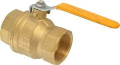 Parker - 2" Pipe, Brass Standard Ball Valve - 2 Piece, Inline - One Way Flow, FNPT x FNPT Ends, Lever Handle, 600 WOG, 150 WSP - Top Tool & Supply