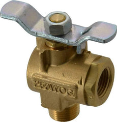 Parker - 3/8" Pipe, Brass Standard Ball Valve - 2 Piece, Right Angle, MNPT x FNPT Ends, Tee Handle, 250 WOG, 150 WSP - Top Tool & Supply