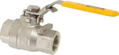 Parker - 3/4" Pipe, Full Port, Stainless Steel Standard Ball Valve - 2 Piece, Inline - One Way Flow, FNPT x FNPT Ends, Padlock Handle, 2,000 WOG, 150 WSP - Top Tool & Supply